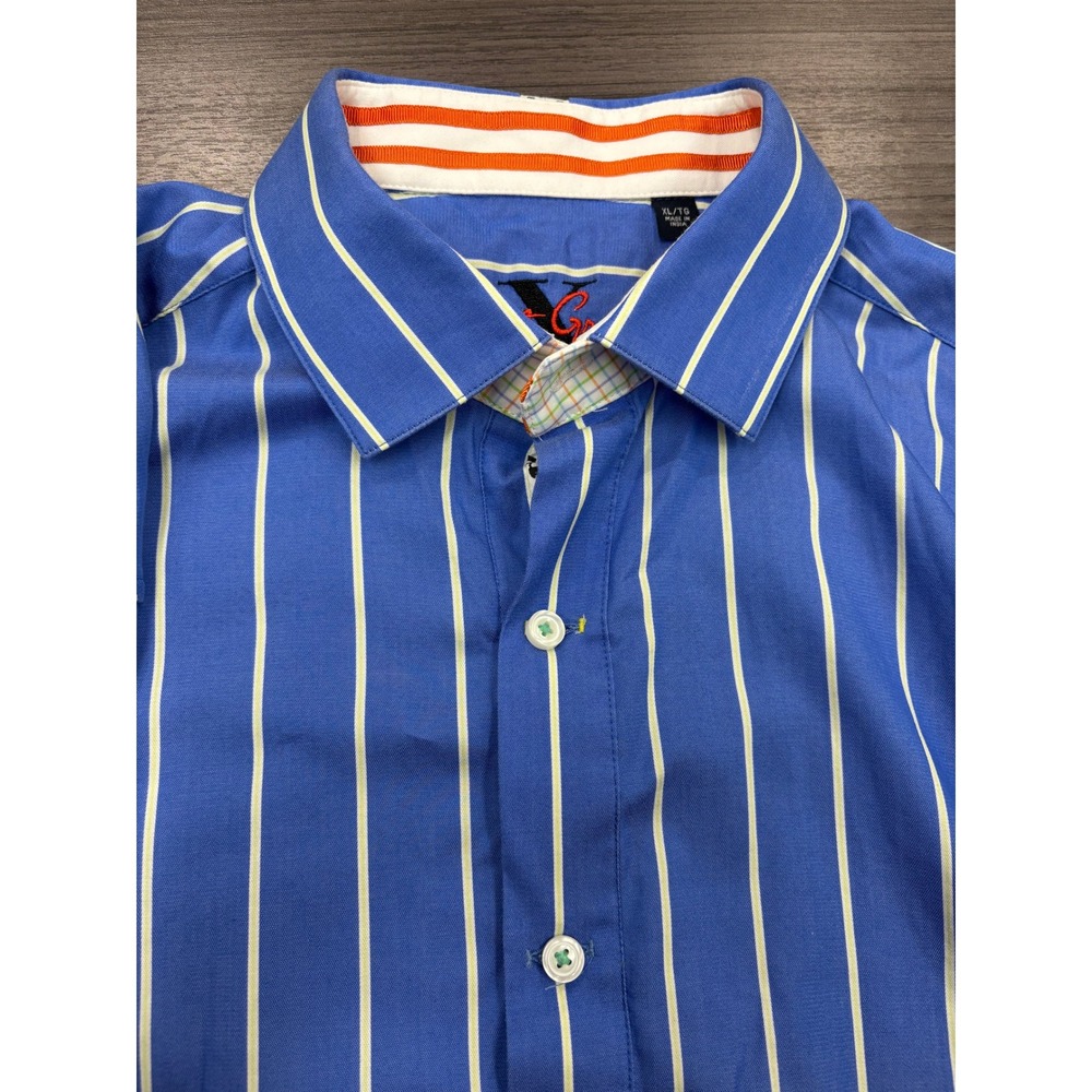 Robert Graham Blue Vertical Stripe Long Sleeve‎ Button Up Shirt XL